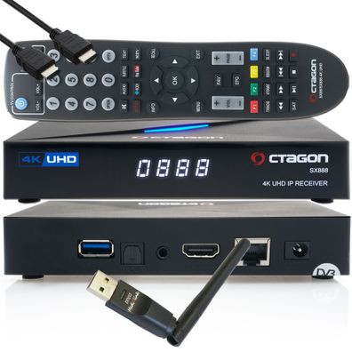 Octagon SX888 4K UHD IP H.265 HEVC IPTV Set-Top Box + 150 Mbits Wifi Stick