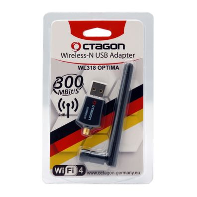 Octagon WL318 WLAN 300 Mbit/s + 2dBi Antenne USB 2.0 Adapter (WiFi, Wireless)