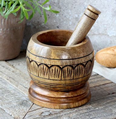 Mörser mit Stößel 100% Mango Holz Gewürzmörser von Chic Antique Ø13cm 61079200