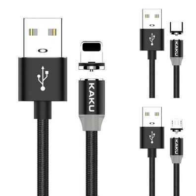 Kaku USB Magnetkabel 1M Nylon Magnetisches Ladekabel mit LED Datenkabel