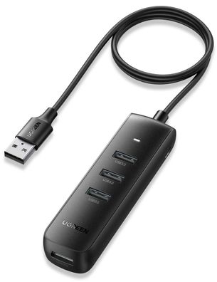 UGREEN CM416 4in1 USB auf 4x USB Adapter Netzteil Verteiler USB Port Datenhub schwarz