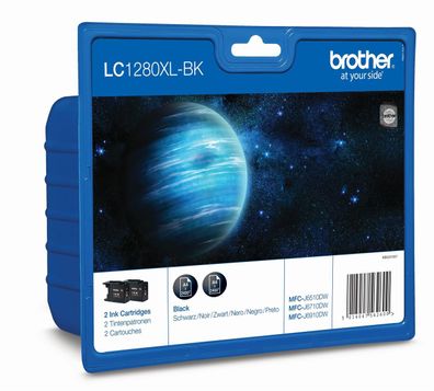 Brother® LC1280XLBKBP2DR Brother® Inkjet-Druckpatronen schwarz, 2 x 2.400 Seiten,