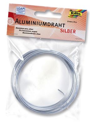 Folia 79660 Basteldraht Alu - silber, 2 mm x 5 m