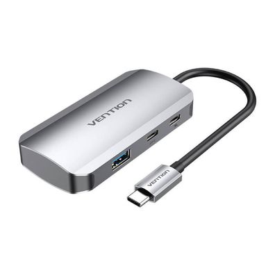 USB-C auf USB-C Dockingstation - 3x USB3.0, PD 0,15m grau - USB-C, 3x USB3.0, 2x