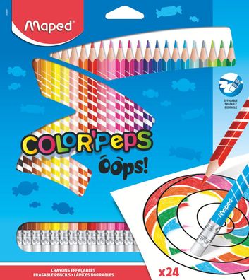 Maped 832824 Maped Dreikant-Buntstift COLOR-PEPS, radierbar, 24er Etui