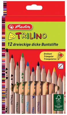 herlitz Dreikant-Buntstifte Trilino, 12er Karton-Etui