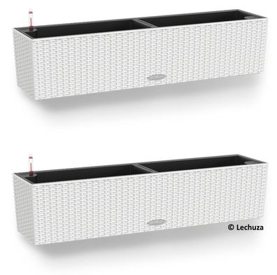 2 x LECHUZA® Blumenkasten Balconera Cottage 80 Weiß Artikel EAN 4008789156105