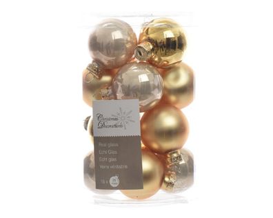 Christbaumkugeln Weihnachtskugeln Glas Ø 3,5 cm 16 Stück perle gold matt/glanz mix