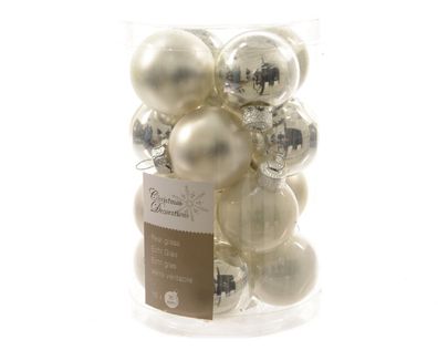 Weihnachtsbaumkugeln Glas Ø 3,5cm 16 Stück silber weiß matt/glanz