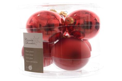 Weihnachtsbaumkugeln Glas Ø 8 cm 6 Stück rot glanz/matt