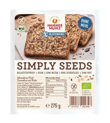 Hammermühle 3x Bio SIMPLY SEEDS Fünf-Saatenbrot gf 275g