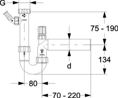 Haas PP-Röhrensiphon 1 1/2" DN50 mit einem Geräteanschluss und Rohrbelüfter