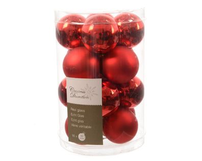 Christbaumkugeln Weihnachtskugeln Glas Ø 3,5 cm 16 Stück weihnachtsrot glanz/matt mix