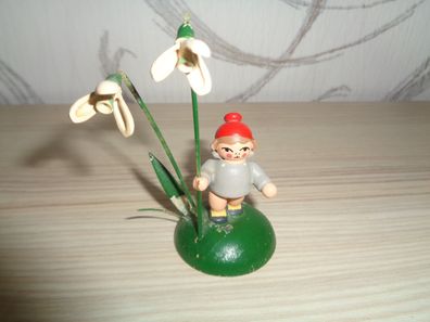 Original Erzgebirge -Blumenkind mit Schneeglöckchen