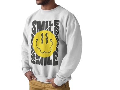 Öko Herren Nirvana Sweatshirt Smiley Gelb face funny street outfit Geschenk Rock