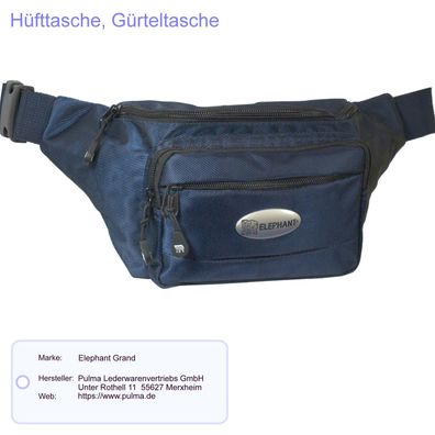 Hüfttasche Gürteltasche Bauchtasche Elephant Grand PULMA 33x13x12cm Marineblau Nylon