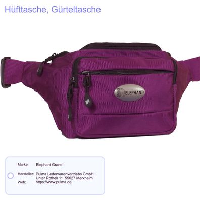 Hüfttasche Gürteltasche Bauchtasche "Elephant Grand" PULMA 33x13x12 cm Beere Nylon