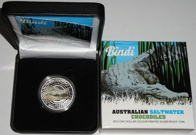 Australien 1 Oz Silber Salzwasser-Krokodil 2013 PP im Etui