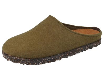 Haflinger Manhattan Herren Hausschuhe Clog Filzschuhe olive grün Wollfilz