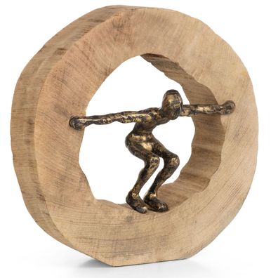 Moritz Holzdeko Wage den Sprung 28 x 27,5 cm Skulptur Mangoholz Deko Holzskulptur