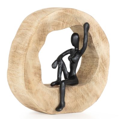 Moritz Skulptur Frau posierend 19,5 x 8 x 14,5 cm Holzdeko Deko Modern Wohnzimmer