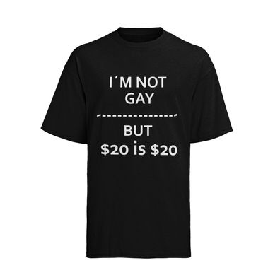 Bio Baumwolle Herren T-Shirt Lustiger Spruch Funnny Im not Gay but 20 is 20