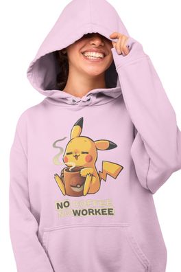 Damen Hoodie Kapuzenpullover Anime Pokemon Pikachu Pika No Coffee no workee