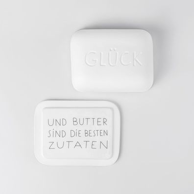 Guten Morgen Butterdose "Glück" Porzellanbutterdose - Räder Design