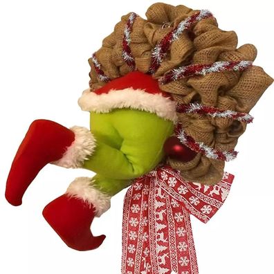 Grinch Kranz, Weihnachtsgirlande, Wie der Grinch Weihnachten Sackleinen Kranz