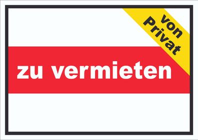 zu vermieten von privat Schild mit Text Verkaufsschild