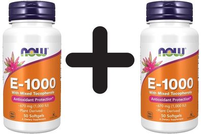 2 x Vitamin E-1000, Natural (Mixed Tocopherols) - 50 softgels