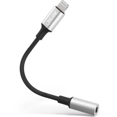 InLine® Lightning Audio Adapter Kabel, für iPad, iPhone, iPod, silber/schwarz, 0