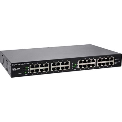 InLine® PoE+ Gigabit Netzwerk Injektor Hub 16 Port (16x PoE+), 1GBit/s, 19Zoll (