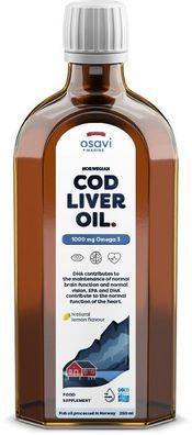Norwegian Cod Liver Oil, 1000mg Omega 3 (Lemon) - 250 ml