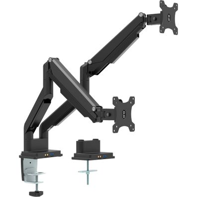 InLine® Tischhalterung mit Lifter und USB/Audio, beweglich, für zwei Monitore bi