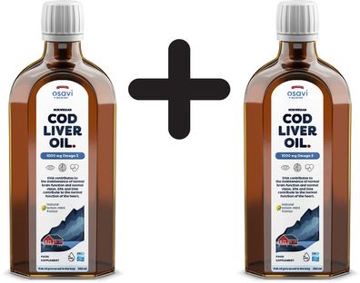 2 x Osavi Norwegian Cod Liver Oil, 1000mg Omega 3 (Lemon-Mint) - 250 ml