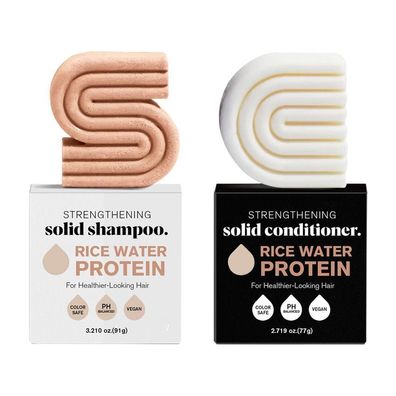 Strengthening Hair Shampoo & Conditioner Bar Soap with Rice Water Protein