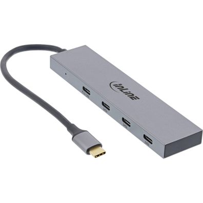 InLine® USB 3.2 Gen.2 Hub (10Gb/s), USB Typ-C zu 4 Port Typ-C (1 Port power thro