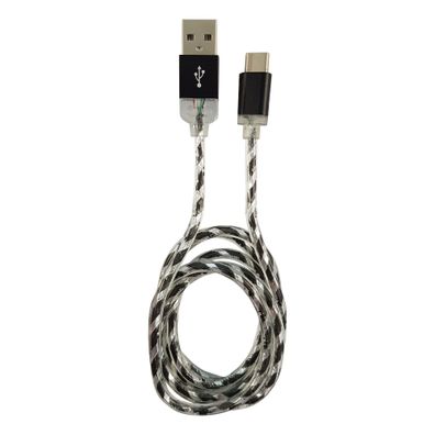 LC-Power LC-C-USB-TYPE-C-1M-8 USB A zu USB Typ-C Kabel, schwarz/silber beleuchte