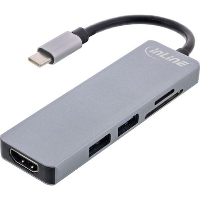 InLine® Multifunktions-Hub USB 3.2 Gen.1, 2x USB-A 5Gb/s + HDMI 4K/30Hz + Cardre