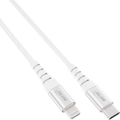 InLine® USB-C Lightning Kabel, für iPad, iPhone, iPod, silber/Alu, 2m MFi-zertif