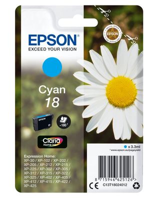 Epson Tintenpatrone 18 T1802 Claria Home Cyan