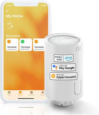 Vernetzter Thermostatkopf (kein Hub), WLAN-Thermostat, HomeKit, Alexa und Google Home