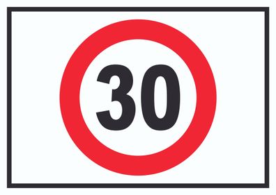 Tempo 30 km/h Geschwindigkeitsbegrenzung Schild Symbol