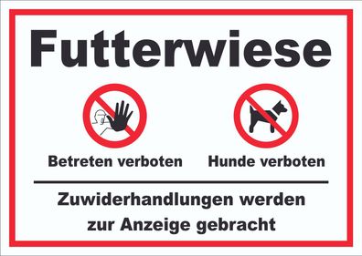 Futterwiese Betreten verboten Hund anleinen Schild