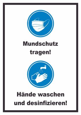 Mundschutz Händewaschen Schild