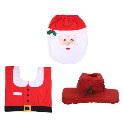 Weihnachtsmann-Toilettensitzbezug und Teppich-Set, Badezimmer, Stil 1