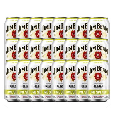 Jim Beam Lime Splash Longdrink mit Bourbon Whiskey 330ml 24er Pack