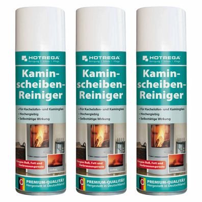 Hotrega Kaminscheiben Reiniger Ofenreiniger Rußentferner Rauchharz Glas 3x300ml