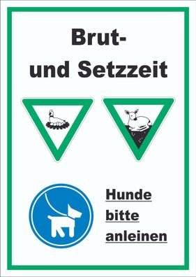 Brut- und Setzzeit Hund anleinen hochkant Schild